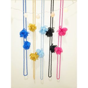 COLLAR BOLITAS PIEDRA Y FLORES