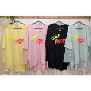 CAMISETA OVERSIZE MANGA COMBINADA PUNTILLA