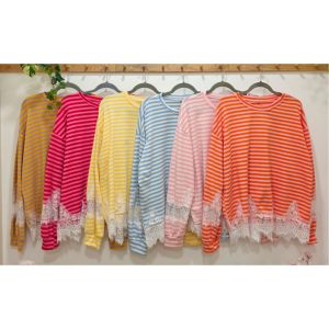 SUDADERA RAYAS PUNTILLA MANGA Y BAJO