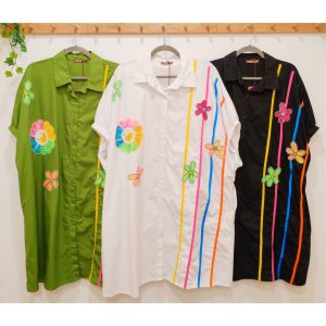 VESTIDO CAMISERO FLORES LENTEJUELAS