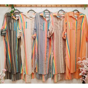 VESTIDO CAMISERO RAYAS FLÚOR