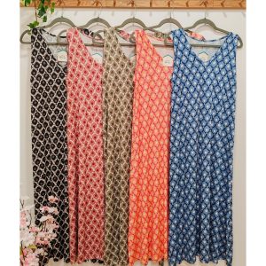 VESTIDO LICRA FRÍA "FLORECITAS" LARGO