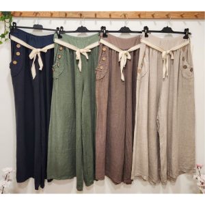 PANTALÓN BOTON MADERA LINO