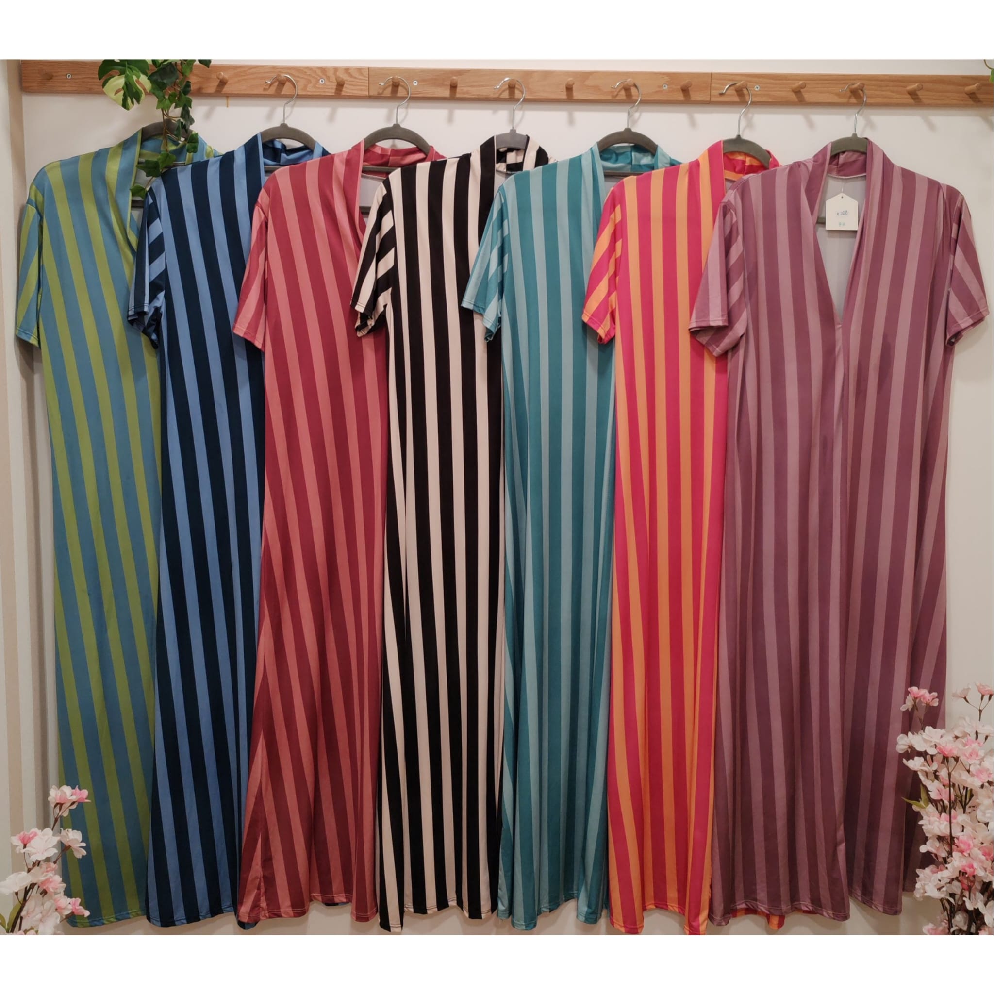 VESTIDO LICRA FRIA RAYAS MANGUITA