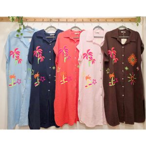VESTIDO CAMISERO BAMBULA BORDADOS