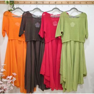 VESTIDO CON BLUSA CALADA