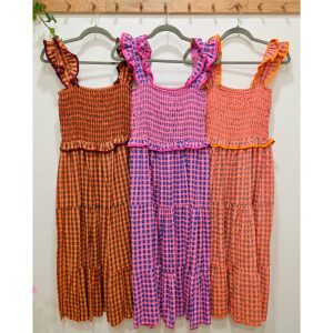 VESTIDO NIDO DE ABEJA CUADRITO