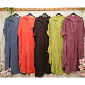 VESTIDO ALGODÓN LAVADO CUELLO CAMISERO