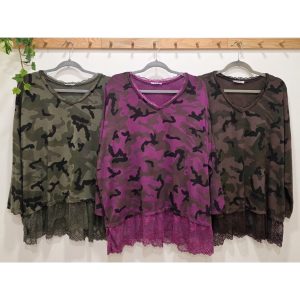 CAMISETA PUNTO CAMUFLAJE PUNTILLA